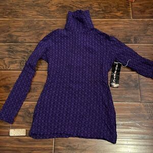 Vintage Weber Original Dead Stock Purple Print Turtleneck Boho Mod Squad